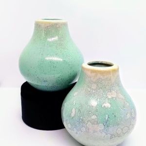 NEW Two West Elm Reactive Glaze Green Bud Vases